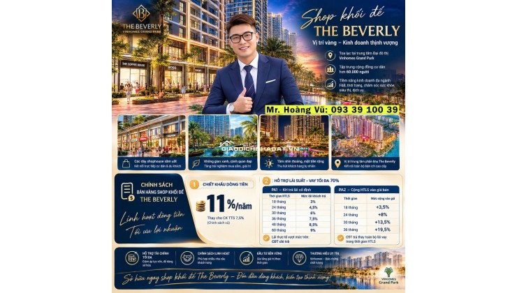 Một mặt bằng hai chiến lược Shophouse Beverly Vinhome Quận 9 lời ngay 5%: từ 129 triệu/m2